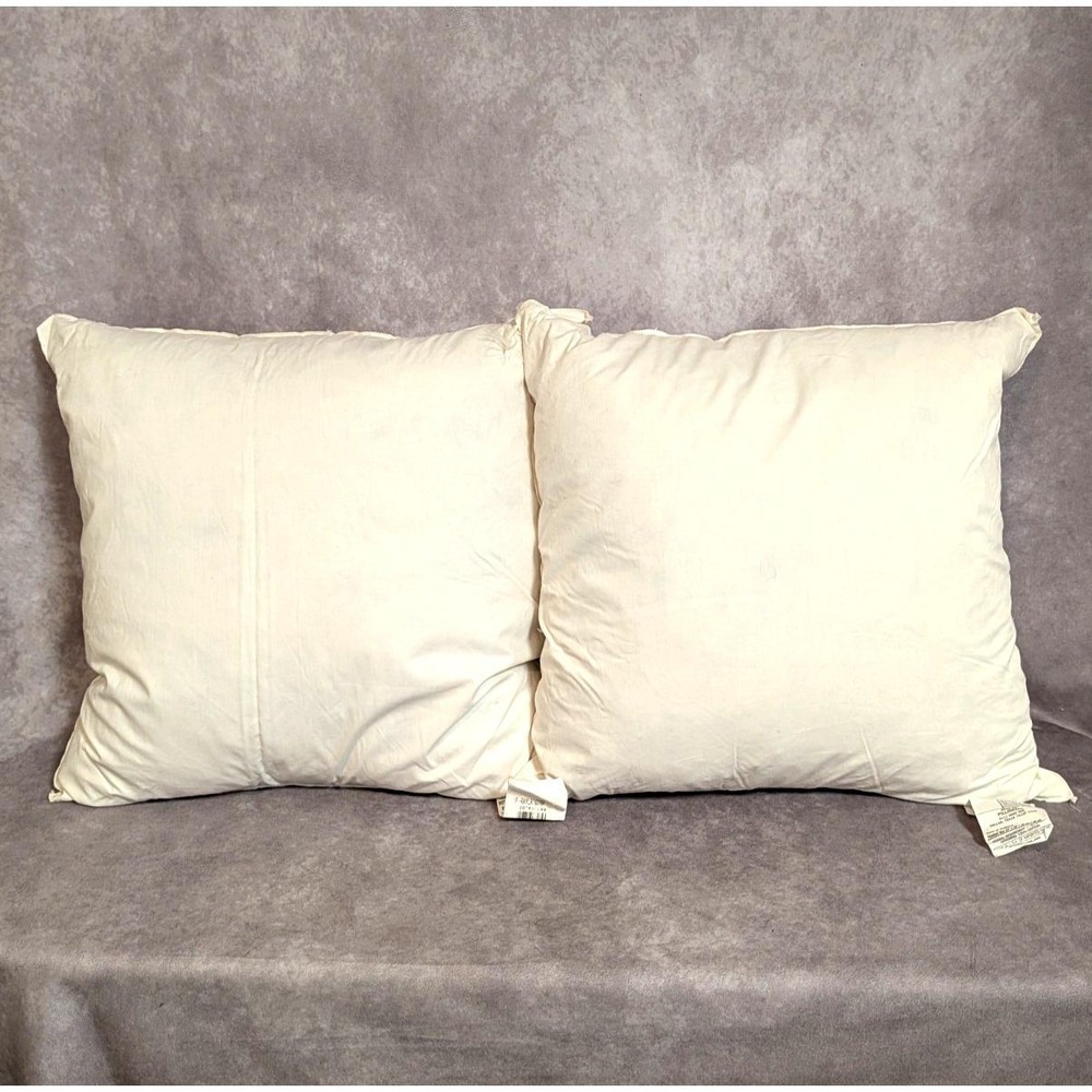 PAIR‎ of Vintage Pillowtex White Goose Feather Down PILLOWS  19" Square